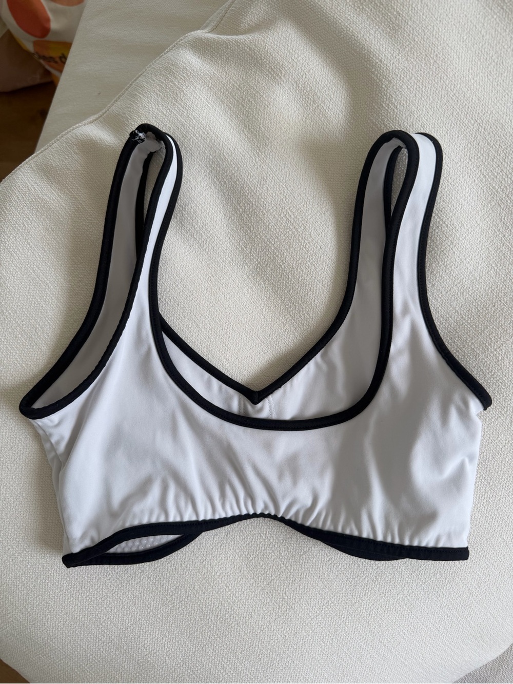 Amazon White Bralette with Black Contrast Trim